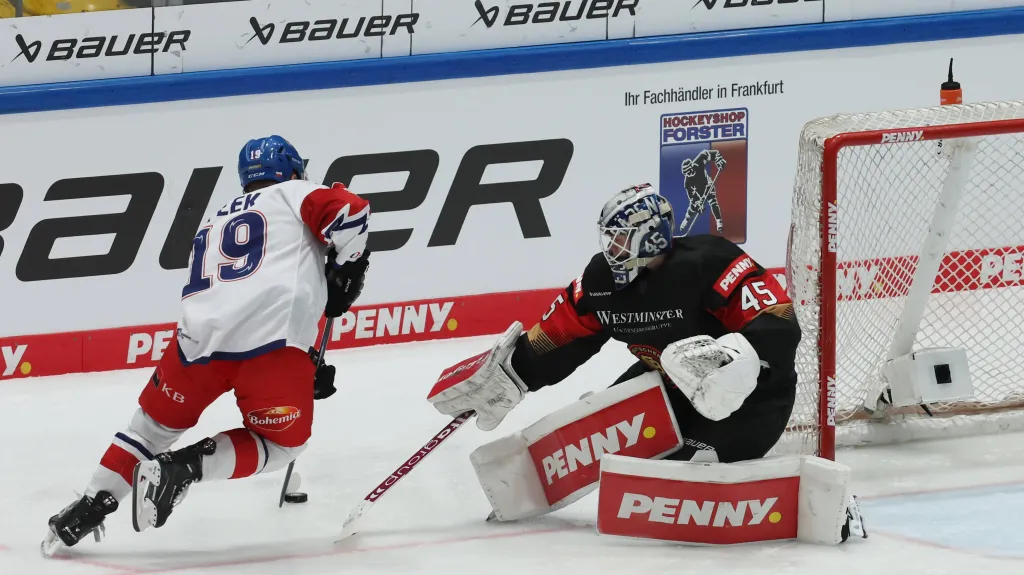 Jakub Flek v utkání Euro Hockey Challenge v Německu