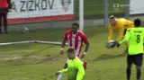 Gól v utkání Žižkov - Prostějov: Mashike Sukisa z pen. - 1:2 (84. min.)