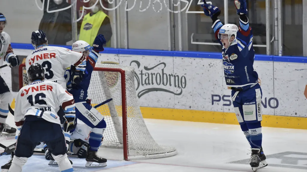 Filip Král z Komety slaví branku proti Liberci