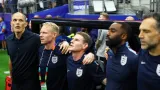 Thomas Tuchel při anglické hymně před zápasem s Chorvatskem
