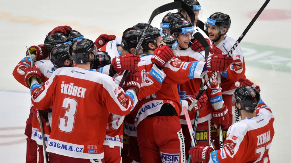 Radost olomouckých hokejistů z vítězství