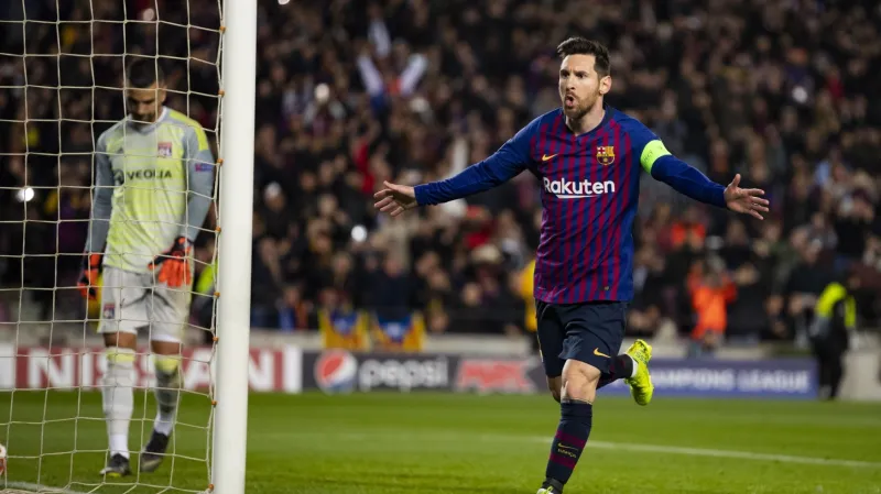 Lionel Messi se raduje z gólu v Lize mistrů