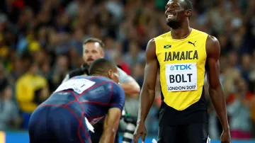 Usain Bolt v cíli
