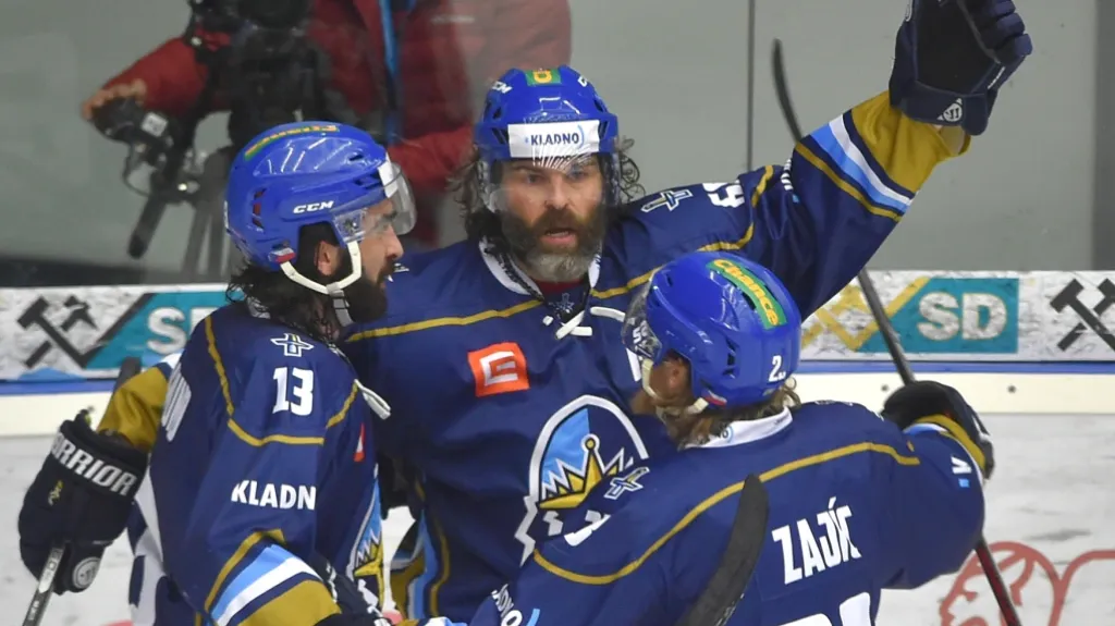 Jaromír Jágr se raduje z gólu