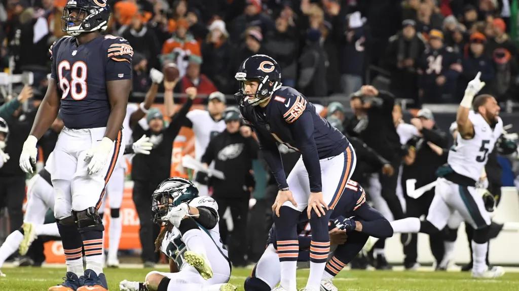 Zklamaný Cody Parkey po neproměněném field goalu