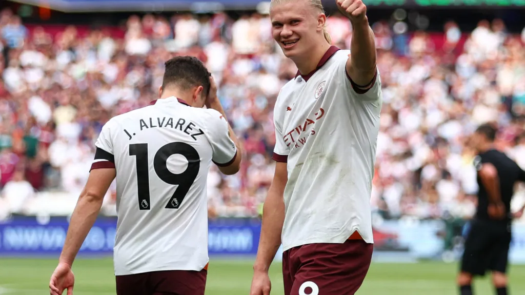 Erling Haaland oslavuje branku