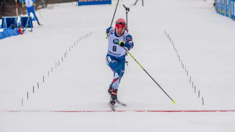 Michal Krčmář v cíli sprintu