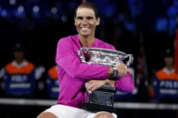 Radující se grandslamový rekordman ve dvouhře Rafael Nadal