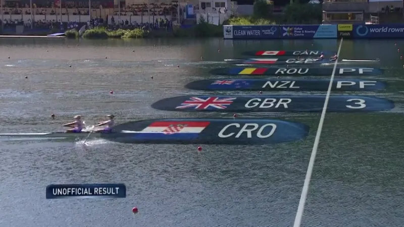 Finále dvojek bez kormidelnice s Flamíkovou a Novotníkovou