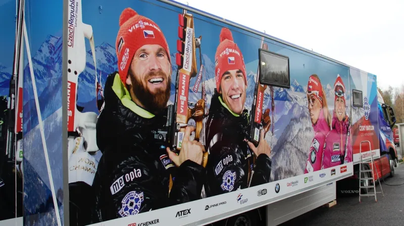 Kamion českých biatlonistů