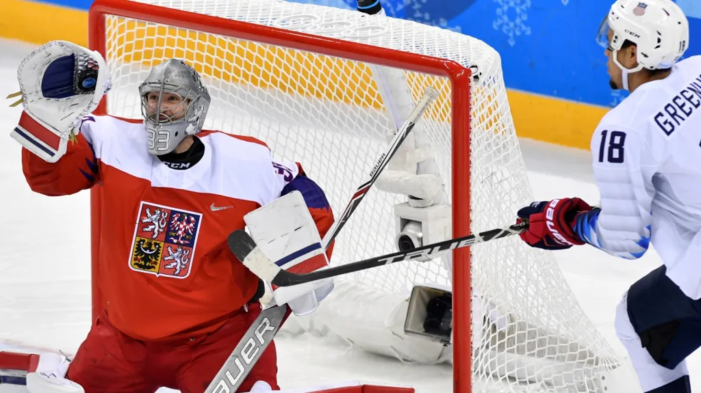 Pavel Francouz v utkání s USA