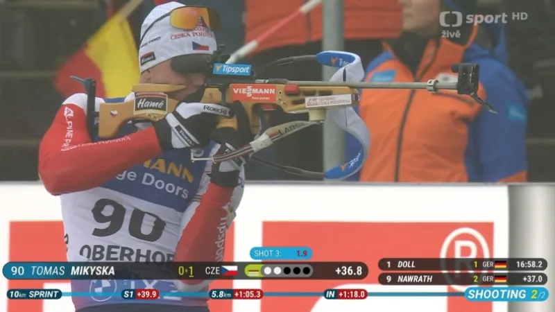 Sestřih sprintu biatlonistů SP v Oberhofu