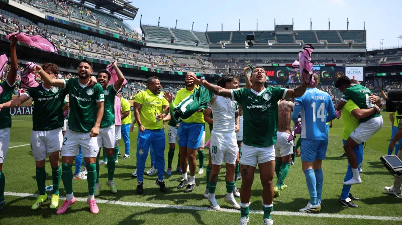 Fotbalisté Palmeiras slaví výhru nad Botafogem