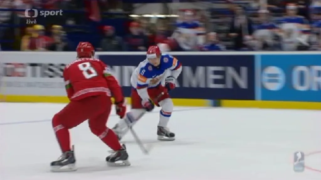 Gól v utkání Bělorusko - Rusko: Panarin - 0:4 (33. min.)