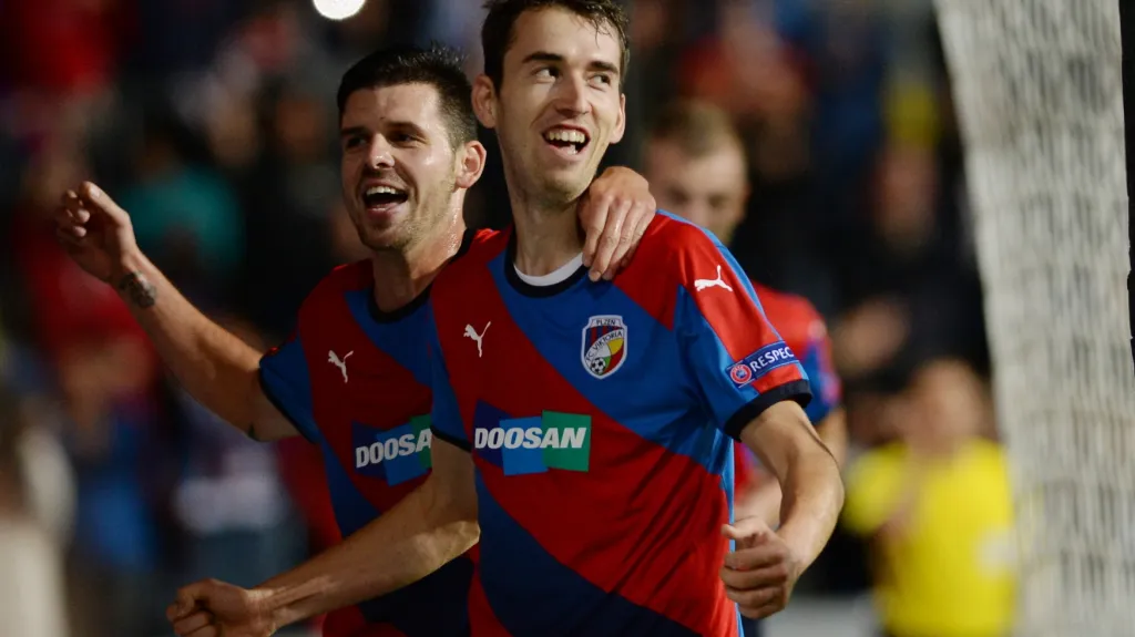 Plzeňský Tomáš Hořava slaví vstřelenou branku