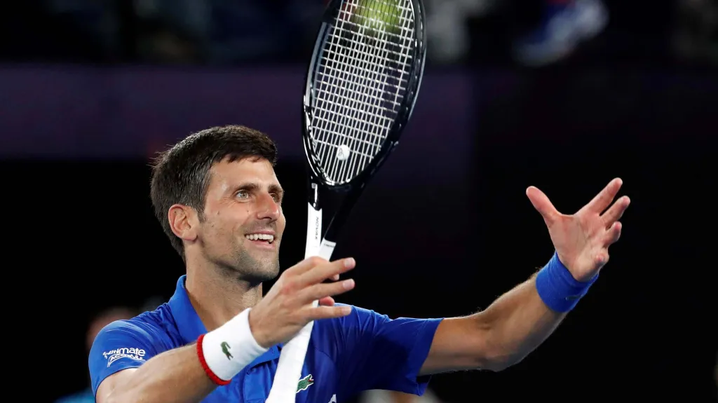 Novak Djokovič se raduje z vítězství v semifinále Australian Open