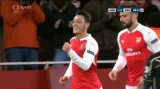 Gól v utkání Arsenal - Záhřeb: Özil - 1:0 (29. min.)