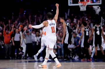 Jalen Brunson (New York Knicks) se raduje