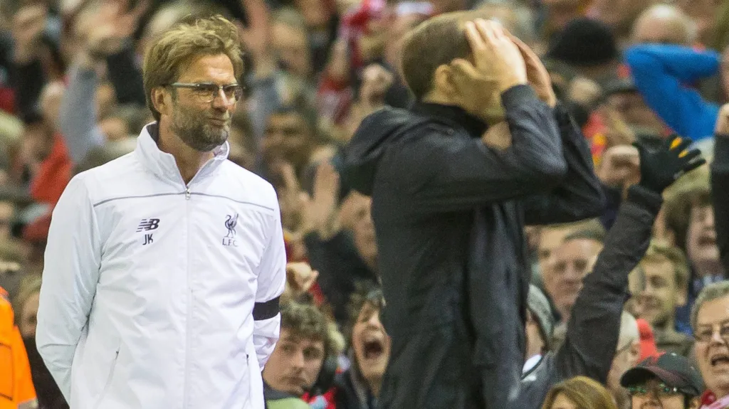 Trenér Liverpoolu Jürgen Klopp (vlevo) a kouč Dortmundu Thomas Tuchel
