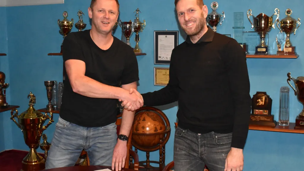 Nový trenér Teplic Radim Kučera a sportovní ředitel Štěpán Vachoušek