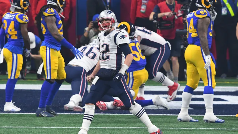 Tom Brady z New England Patriots ve finále Super Bowlu