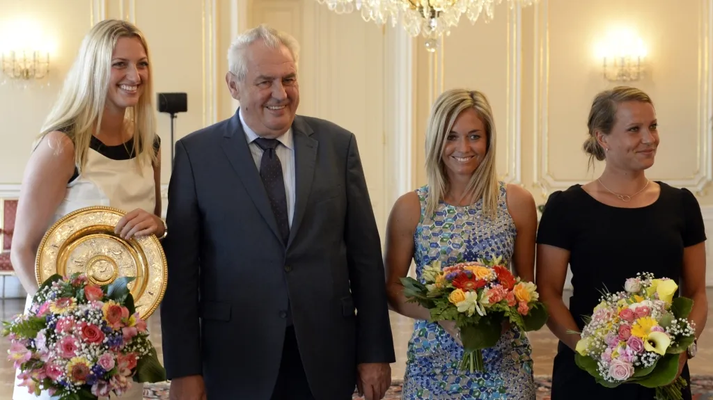 Prezident Miloš Zeman přijal české tenistky