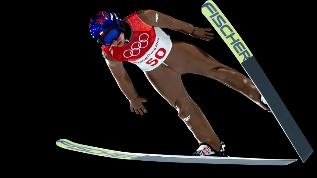 Kamil Stoch z Polska v závodě na velkém můstku
