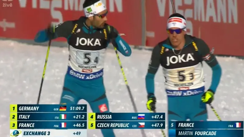 Fourcade se srazil s Loginovem