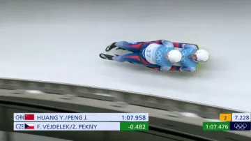 Druhá jízda dvojice sáňkařů Vejdělek - Pěkný