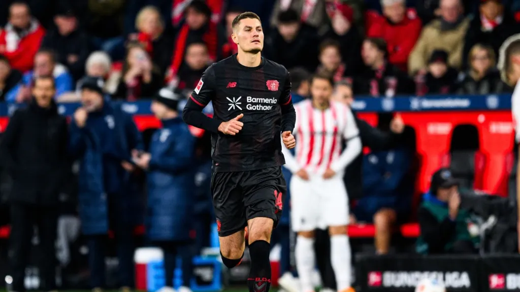 Patrik Schick v zápase Leverkusenu s Freiburgem