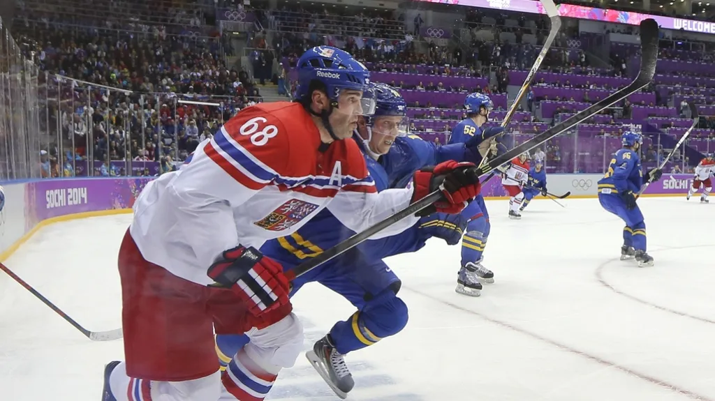 Jaromír Jágr v zápase proti Švédům