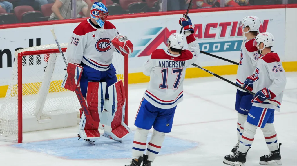 Jakub Dobeš se raduje z čistého konta v premiéře za Montreal v NHL
