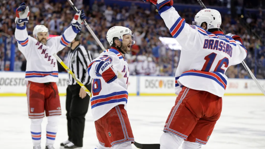Radující se hráči New Yorku Rangers