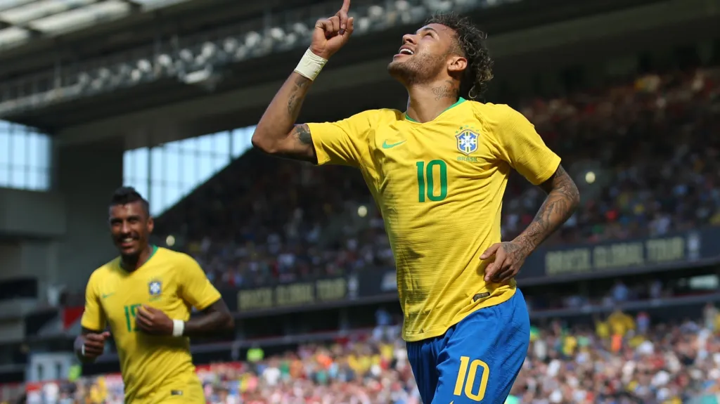 Neymar se raduje z gólu v dresu Brazílie