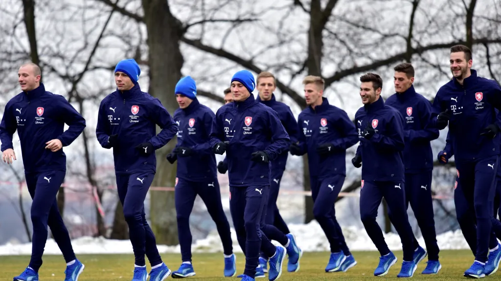 Fotbalová reprezentace na tréninku