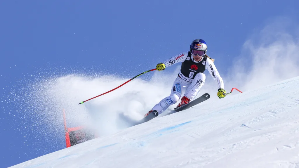 Ester Ledecká na trati super-G v Lenzerheide
