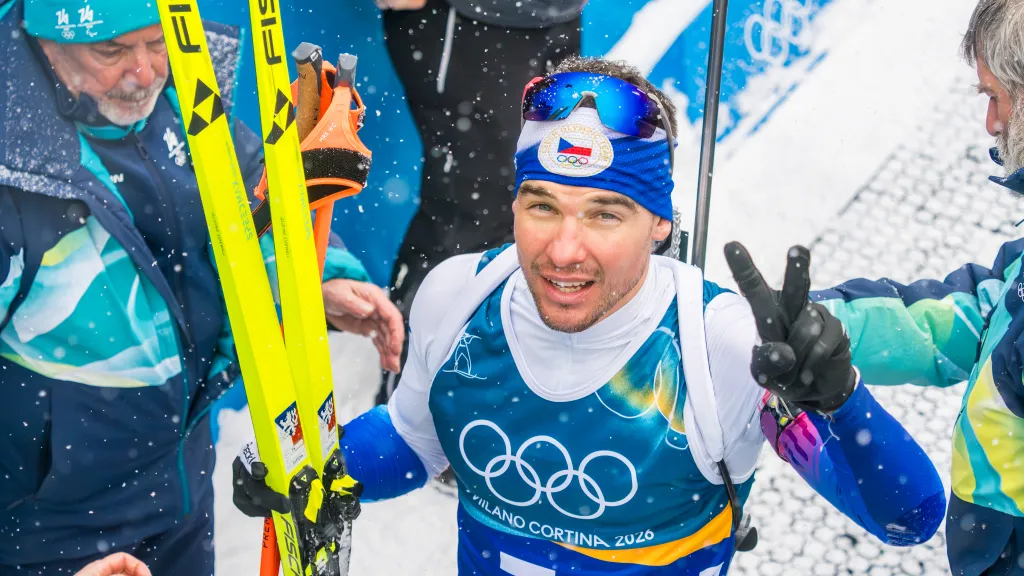 Michal Krčmář v cíli štafety