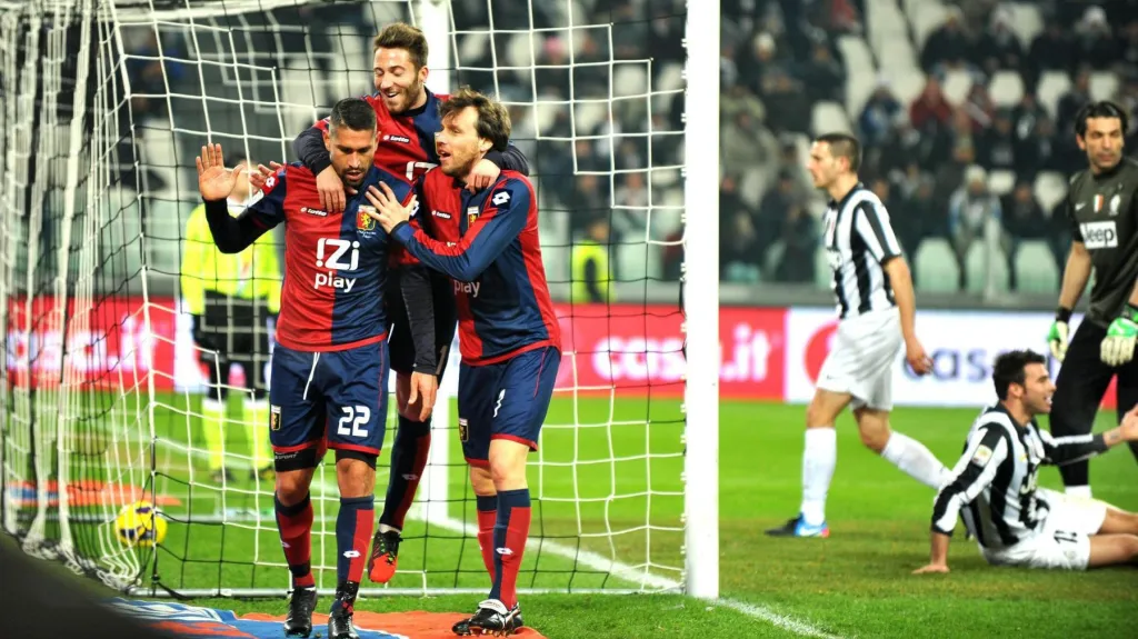 Boriello slaví gól v síti Juventusu