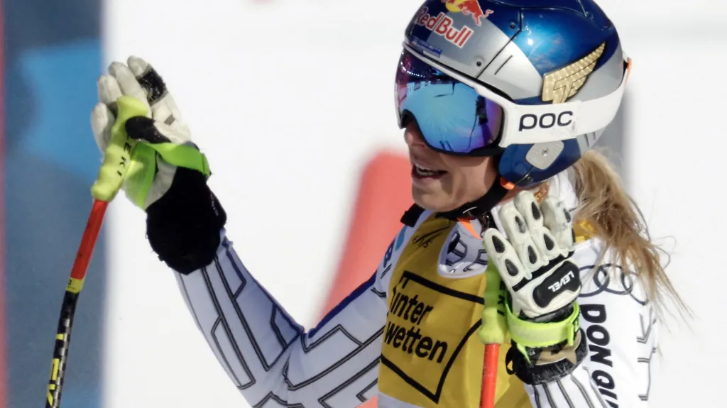 Ester Ledecká po sjezdu na MS v Saalbachu