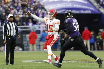 Patrick Mahomes v utkání s Baltimorem