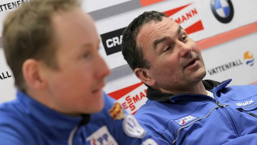 Trenér Petrásek s Lukášem Bauerem