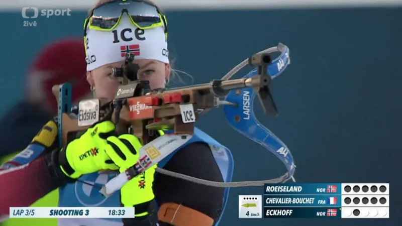 Sestřih stíhacího závodu biatlonistek na MS