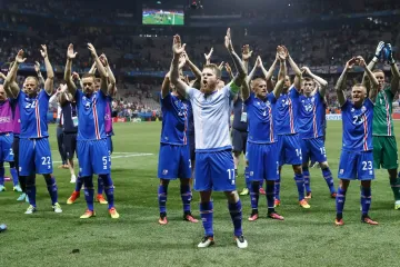 Vítězný rituál islandských fotbalistů