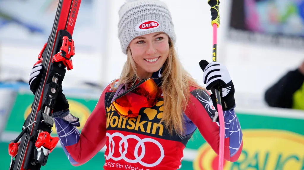 Mikaela Shiffrinová se raduje z vítězství