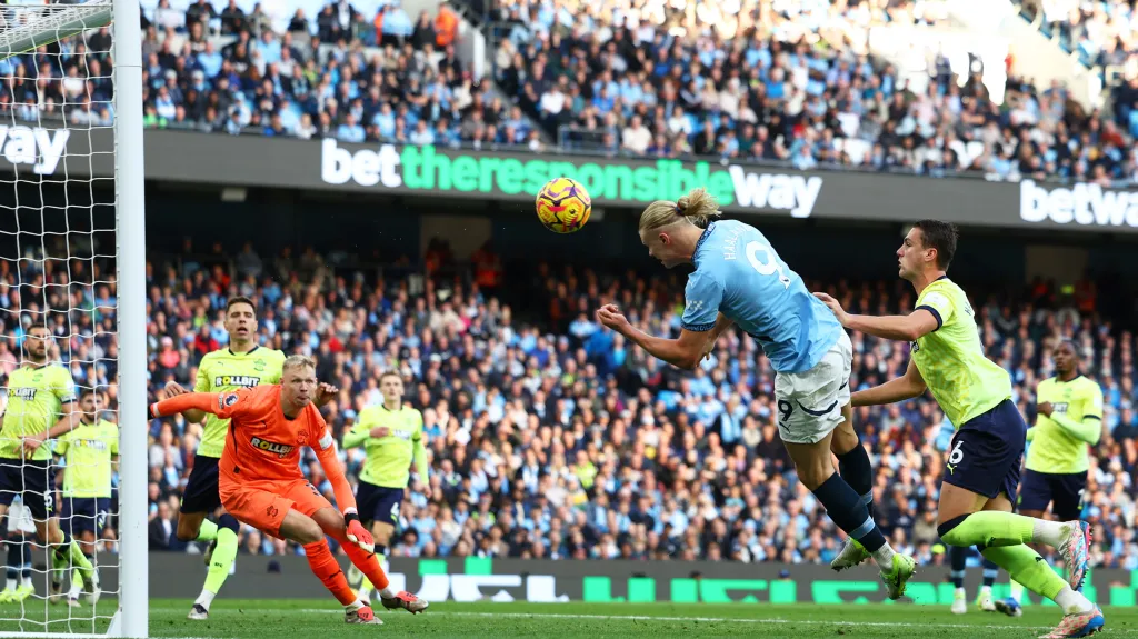 Erling Haaland v utkání Manchester City se Southamptonem