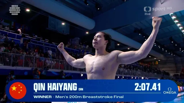 Čchin získal druhé zlato, vyhrál prsařskou dvoustovku