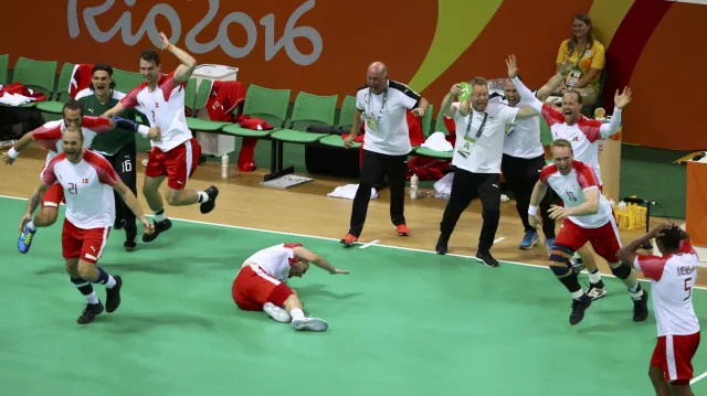 Závěr finále házené Dánsko - Francie