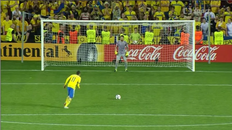 Penaltový rozstřel v utkání Švédsko - Portugalsko