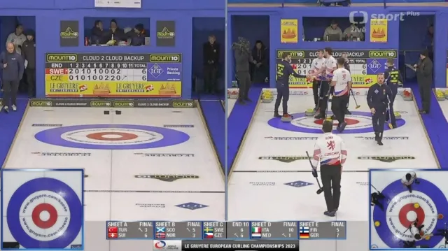 Závěrečný end utkání ME curlerů Švédsko – Česko