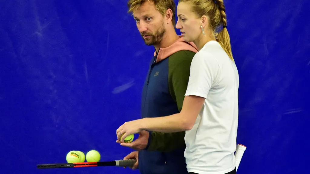 Jiří Vaněk a Petra Kvitová na tréninku